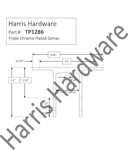Miniatura 3 de Harris Hardware TP1286 Dos orejas Die Cast Zamac Orinal Screen Bracket para paneles de 1 ", cromado