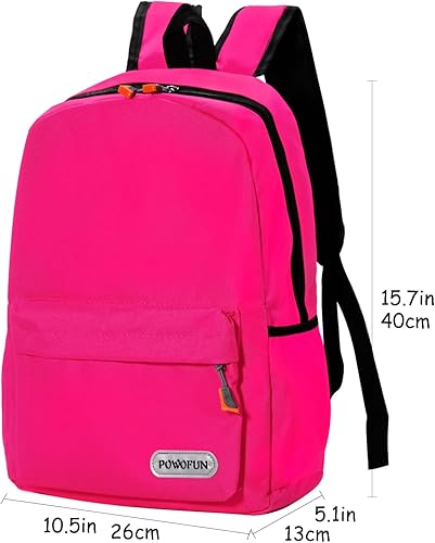 Miniatura 4 de Mochila para niños de 15 pulgadas, ligera, para escuela primaria, para jardín de infantes, mochila de viaje casual, Rosa, Casual
