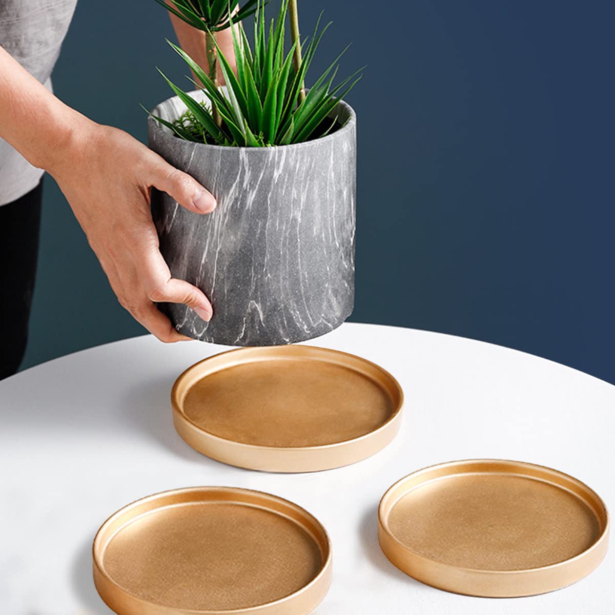 Lot De 2 Soucoupes En Céramique Grises 15x15cm - Pour Pots De Fleurs Intérieur/extérieur, Retient L'eau Et Protège Les Surfaces