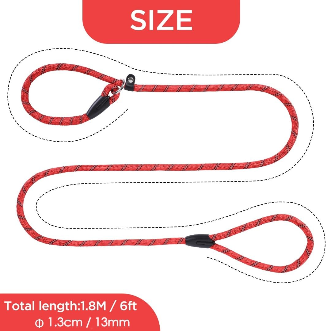 Loutep Slip Lead For Dogs-1.8m Long Rope Dog Leash With Reflective Stitching Slip On Easily With No Collar Or Harness Needed Anti-Choke Dog Slip Lead Ideal For Small Puppy Large & Medium Dogs Training - Image 2
