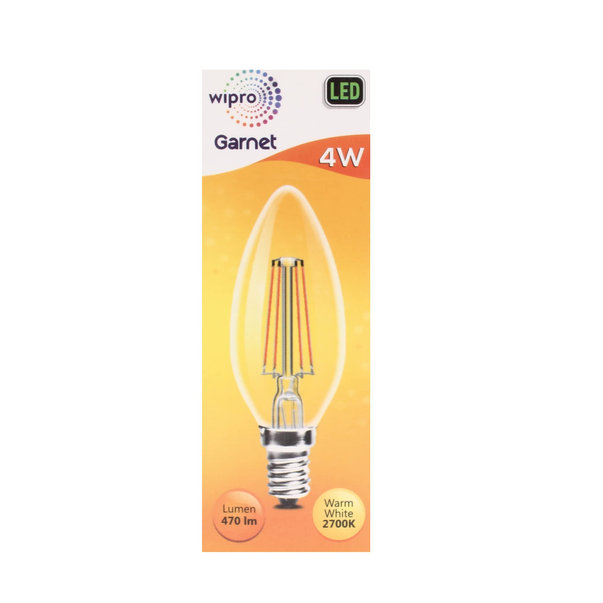 Wipro Garnet 4 W E14 Base Candle Filament Bulb | Warm White (2700K) | Pack of 1 | Clear optics for sparkling effect | LED Filament Bulb for Home, office, chandellior, decorative lamp shade-image-31