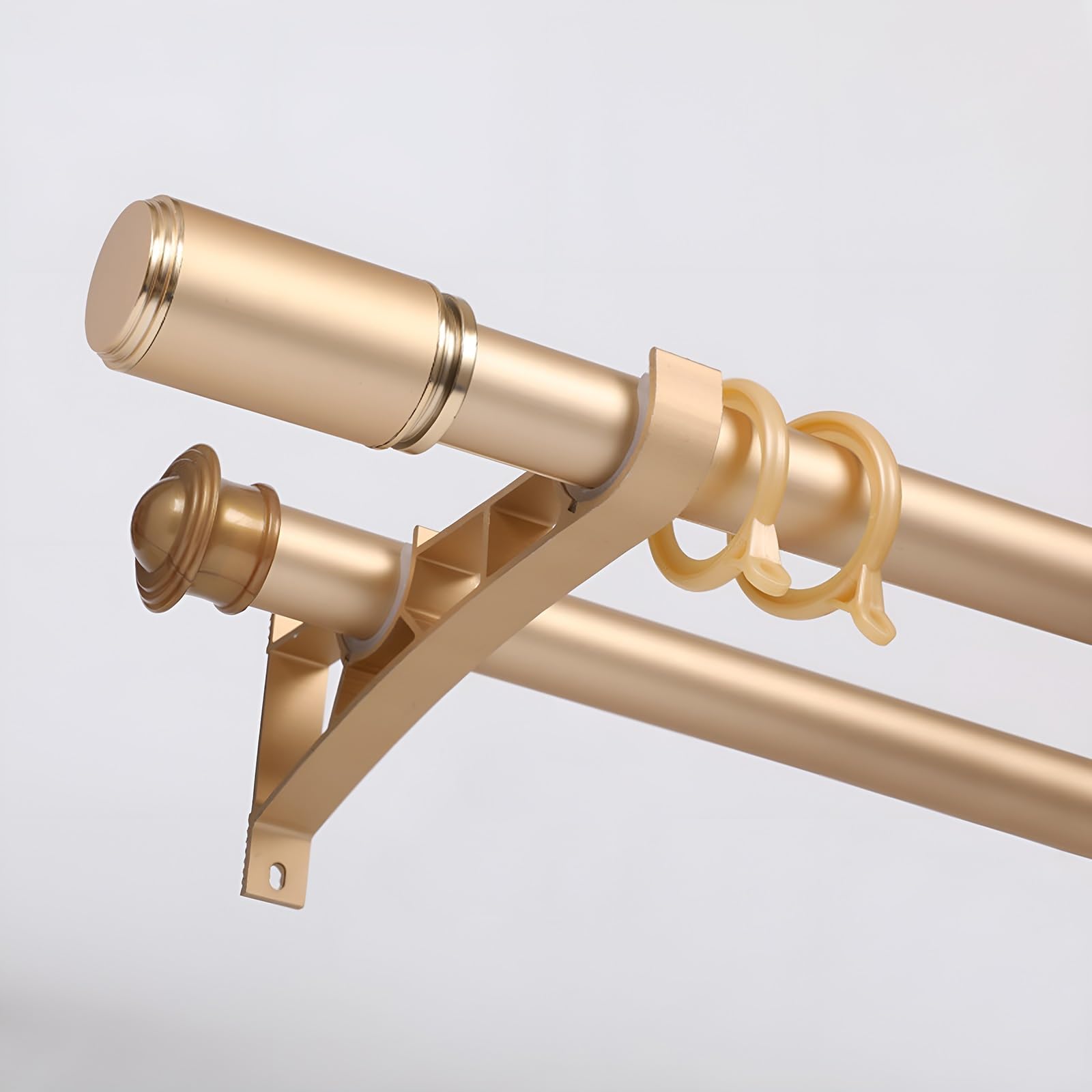 Curtain Poles Double Curtain Track, Wall Mounted Heavy Duty Curtain Rods Aluminium Curtain Rail For Living Room Bedroom Room Divider(Matte gold,600cm(4x150cm))