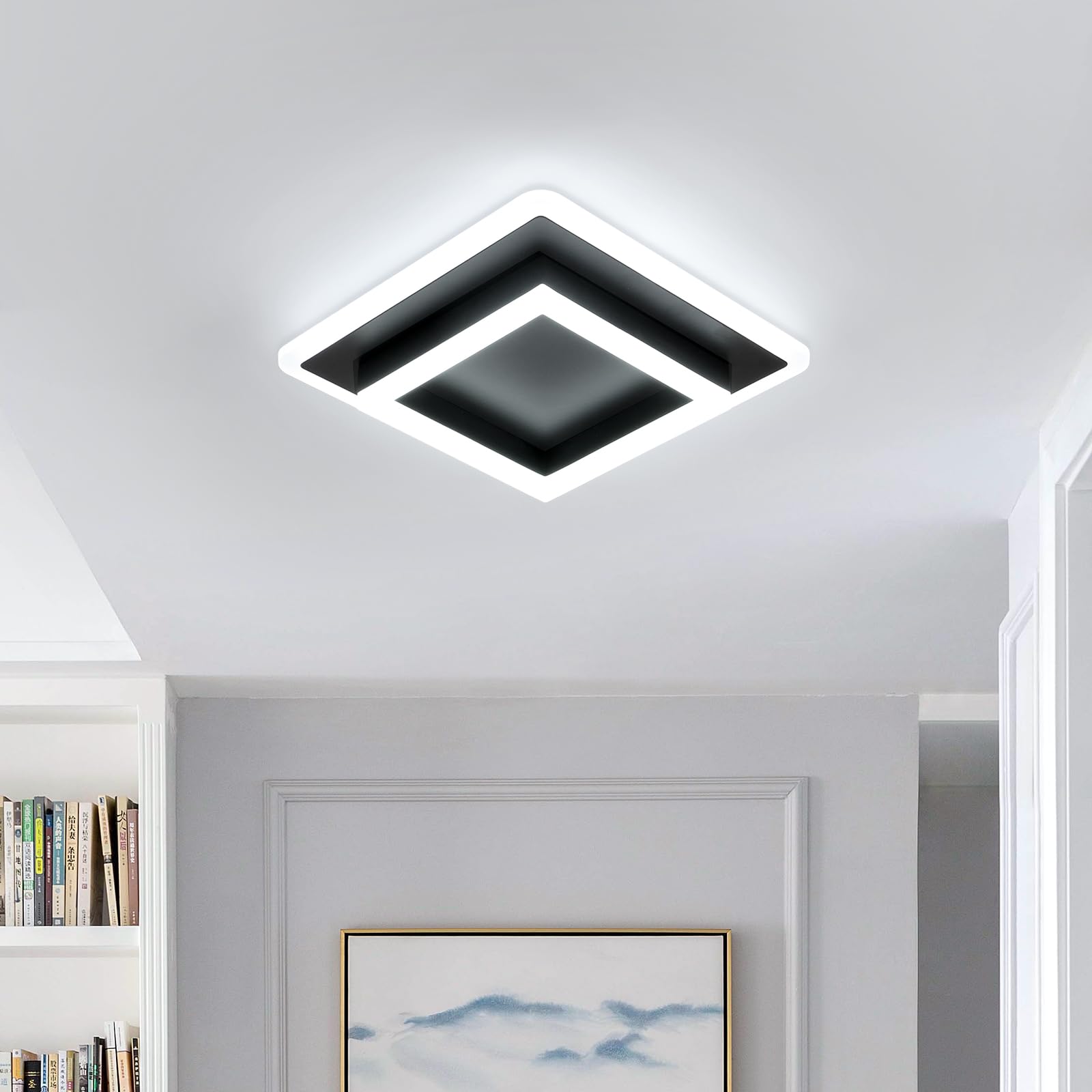 SENQIU LED Ceiling Light, 30W 3375LM Black Square Acrylic Ceiling Lamp