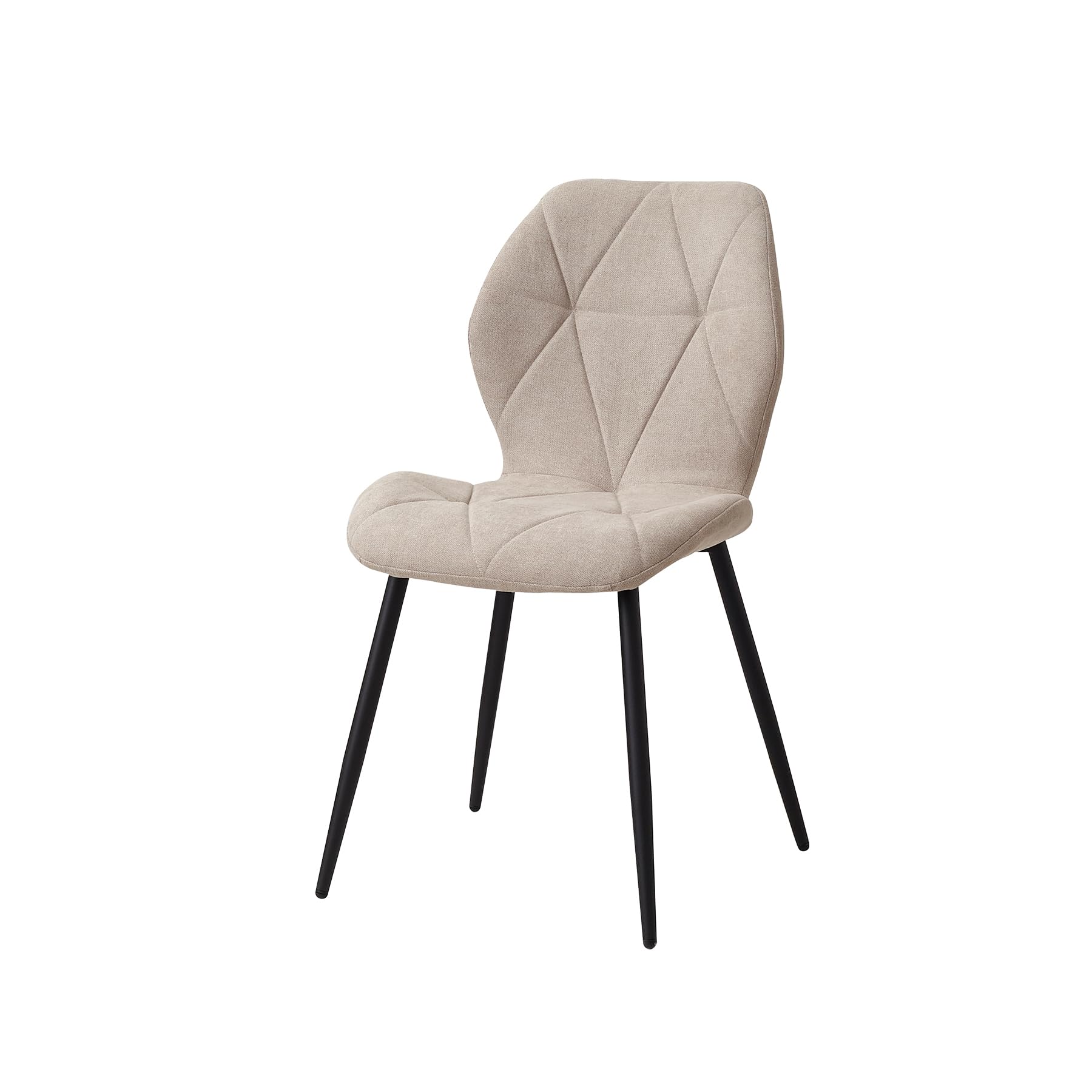 Set Di 8 Sedie Da Pranzo Moderne In Lino – Imbottite Con Gambe In Metallo – Colore Cachi Rombi - 3