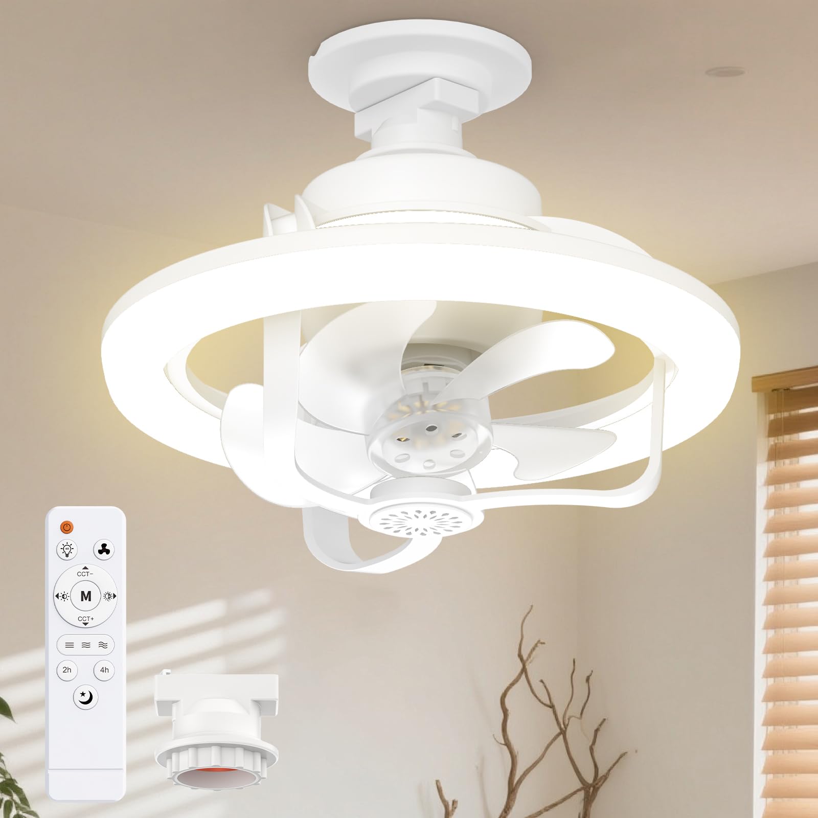 Amazon | ATOPSUN シーリングファンライト LED ファン付き照明 小型