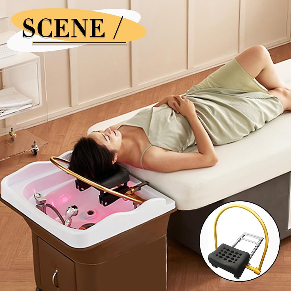 Head Spa Marco de Circulación de Agua,Equipo de Cascada de Spa Head Spa,Marco de Equipo de Spa para Cabello, 360° Ajustable,con Kit de Almohada Circulación de Agua para Ducha de Masaje de Salón