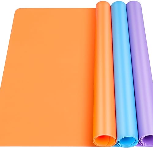 Vista 30 de LEOBRO Alfombrillas de silicona, 3 alfombrillas de silicona para manualidades, moldes de resina, tapete de masa de juego, tapete de silicona Azul