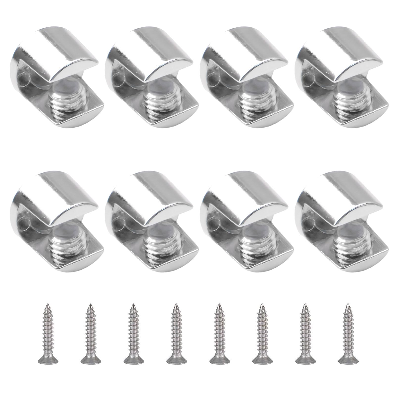 UFURMATE Glass Shelf Bracket, 8Pcs Wall Mounted Adjustable Glass Shelf Clamp Clips Polished Chrome Zinc Alloy Glass Clamp Brackets Supports