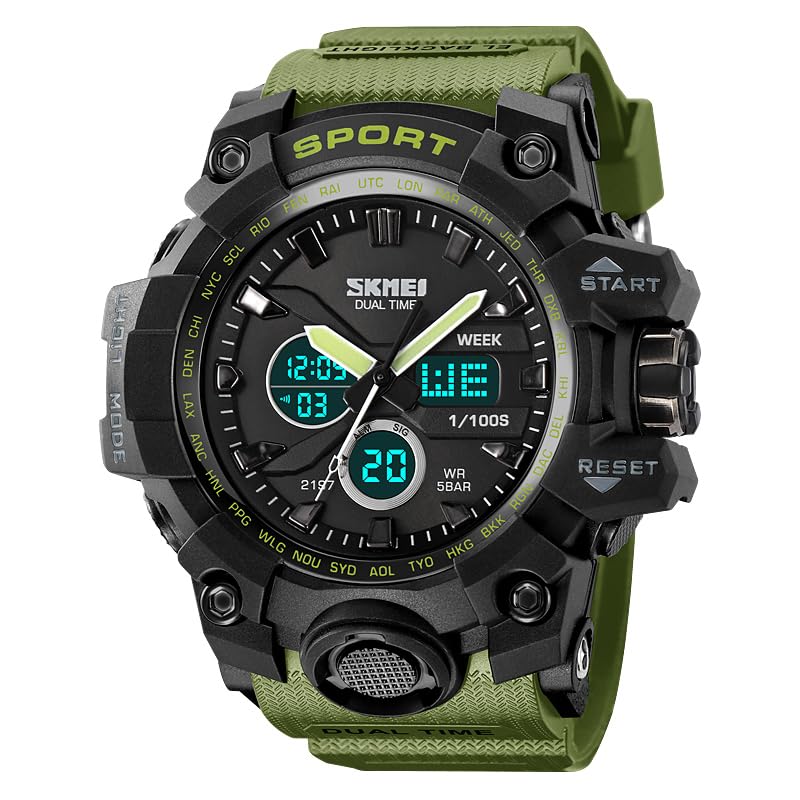 Fanmis Mens Sport Digital LED Watch Casual Military Multifunctional Wristwatch Water Resistant Green (B00SYXUF8W) Amazon Price History, Amazon Price Tracker