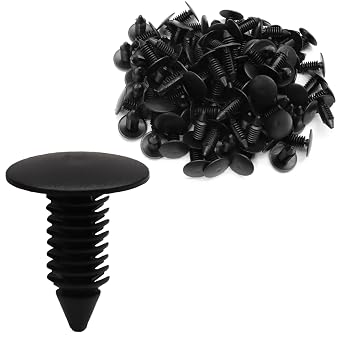 100 PCS 7mm Plastic Push Rivets, Black Auto Bumper Fender