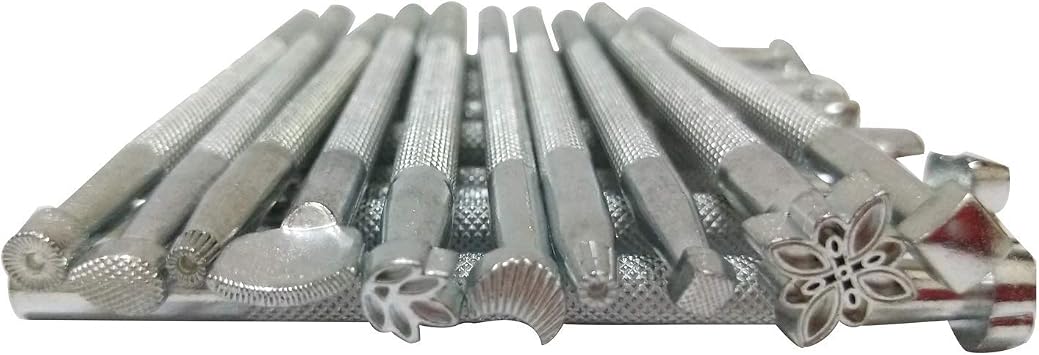 Leather Working Saddle Making Tools DIY Leather Craft Stamps Set 20pcs Silver