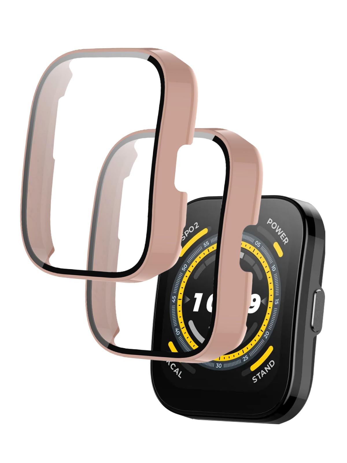 2 Pack for Amazfit Bip6 Smart Watch Case Ultra-Thin Hard PC Protective Cover with Tempered Glass Film BOVUGAC