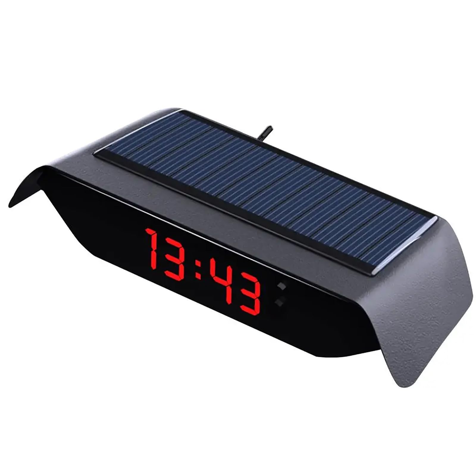 Digital Alarm Clock,Bedside Clock,Solar Powered Car Clock Noctilucence Electronic Dashboard Timepiece with Temperature Date Display for Auto Enthusiasts(Black), About 12.5*8*3cm
