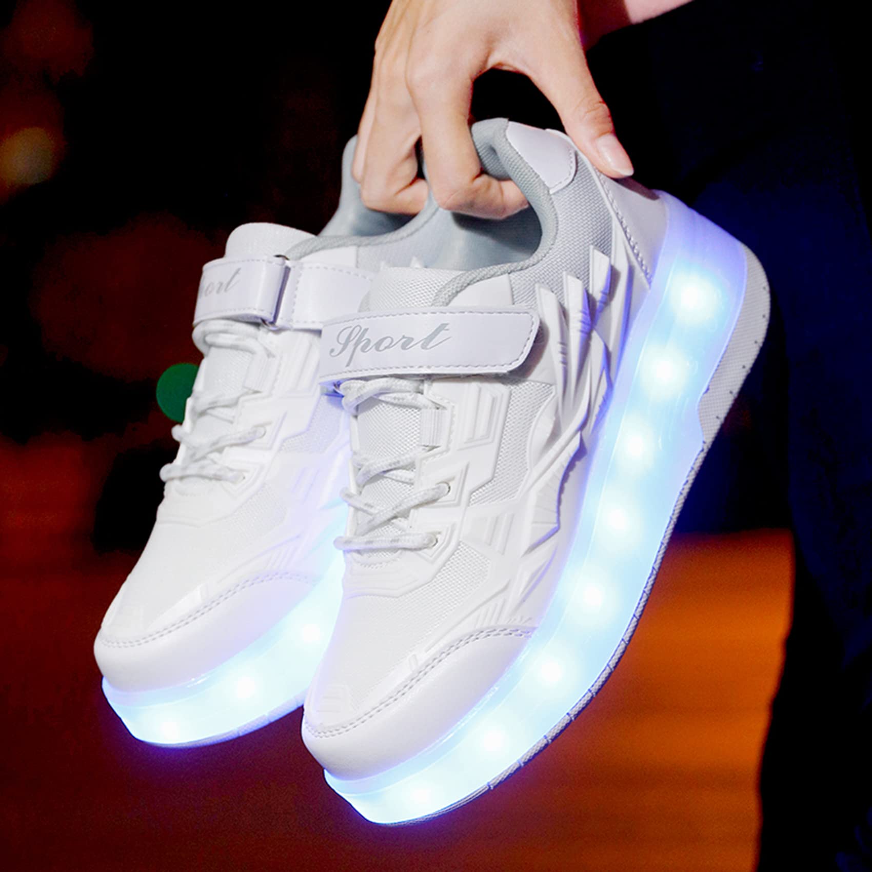 Zapatillas con Ruedas para Niña y Niños Led Luces Patines en Linea Bambas con Ruedas Deportivas Patines al Aire Libre Gimnasia Running Niños Multiusos Automática Zapatos de Skateboard con USB Carga