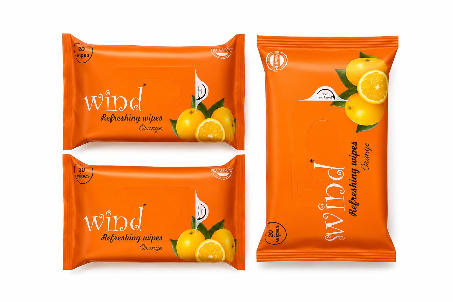 Orange Refreshing Wet Wipes Pack of 3 | 20 Wipes Per Pack | Soft Cleansing Wipes for Hands & Face | Travel, Office, Home & Daily Use-image-4