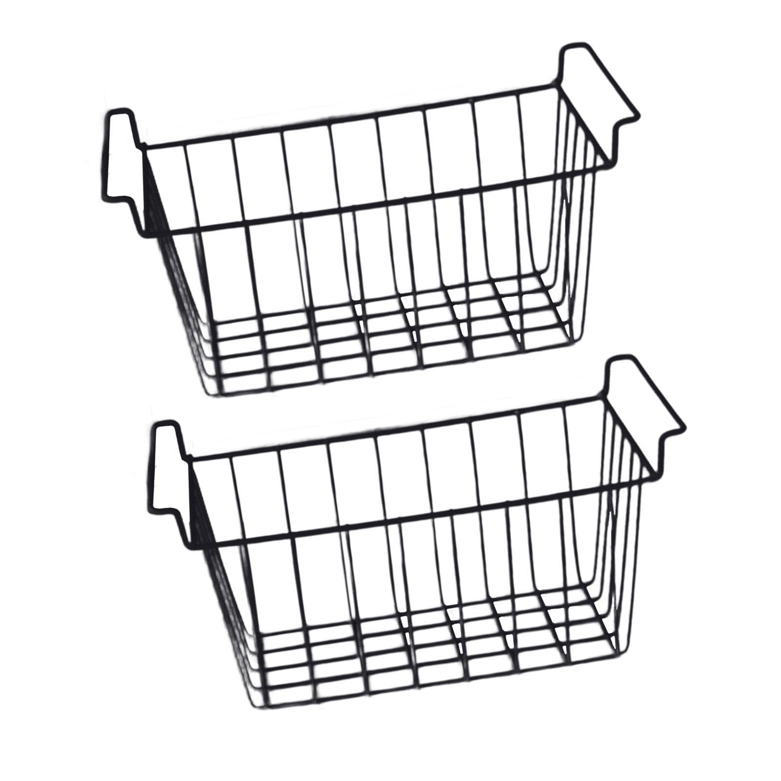 2X Gefrier Organizer Box, Kühlschrankbox, Praktisch mit Griff, Drahtkorb Zur Aufbewahrung in Der Speisekammer, für Küche, Landhausstil, Café, 39cmx20cmx20cm