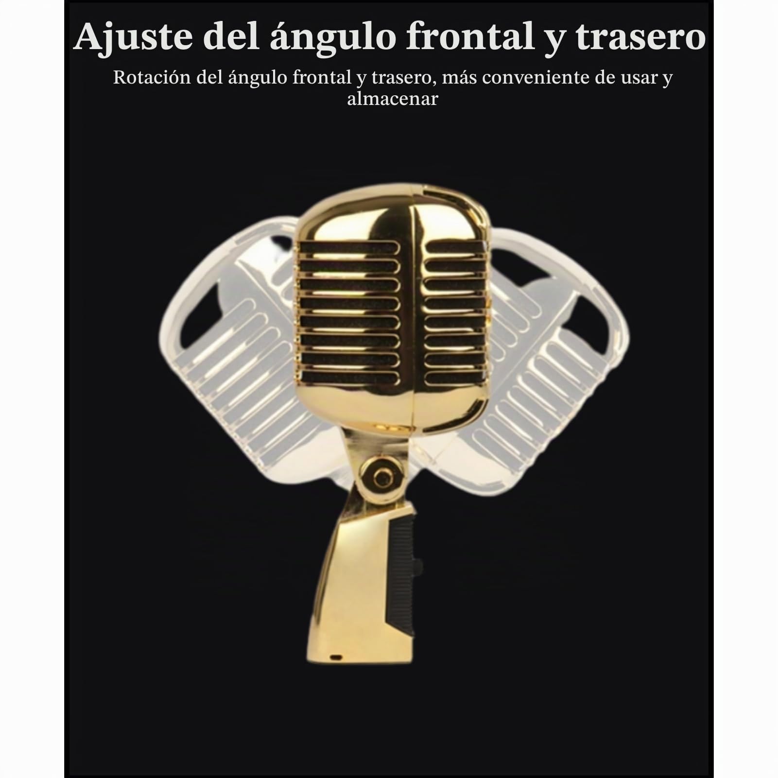 Micrófono Vocal Dinámico Retro, Micrófono Cardioide de Estilo Antiguo, Micrófono Clásico de Aleación de Zinc para KTV, Presentaciones en, Grabación de Estudio, Podcast, (Gold)