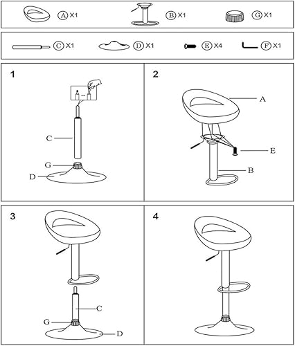 Miniatura 9 de MEILLEUREVIE Taburetes de bar, modernos taburetes giratorios ajustables, respaldo estilo luna, taburete de altura ABS elevador de gas, base de metal