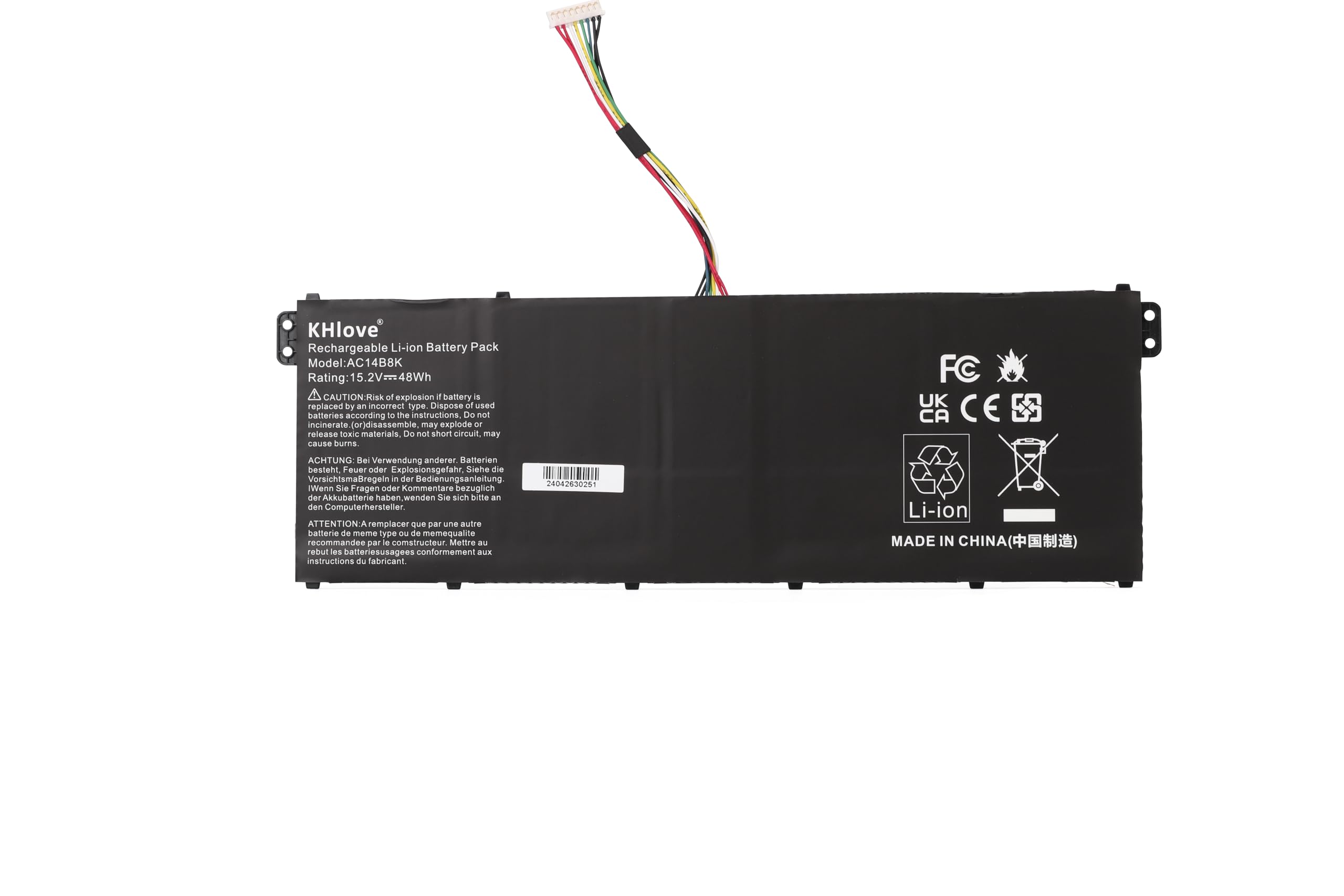 AC14B8K 4ICP5/57/80 - Batteria per PC portatile Acer Aspire R11 R3-131T R5-471T R7-372T R7-371T R5-571T E5-721 E5-731 E5-771G E5-731G ES1-5721-5721G ES1-7. 11 ES1-711G A515-51G A515-52G