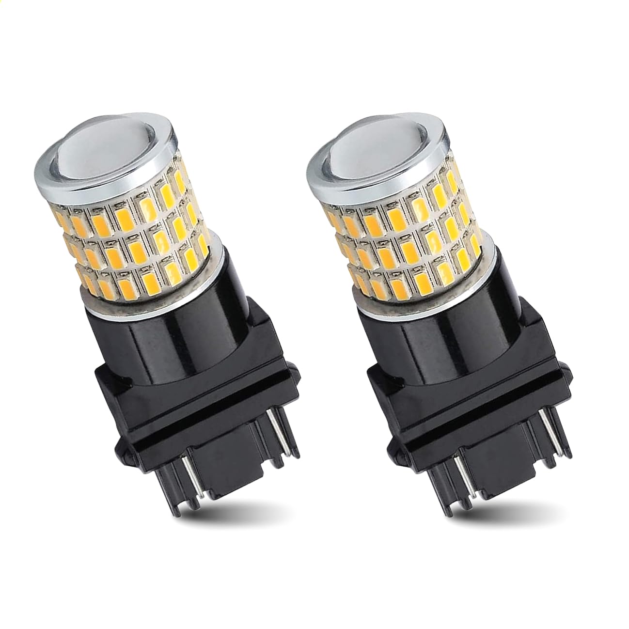 3157 Car LED Bulbs with Projector for Tail Lights Turn Signal Lights,2 Pack 3157 LED for Rear Front Turn Signal Bulbs Super Bright（Amber Yellow）