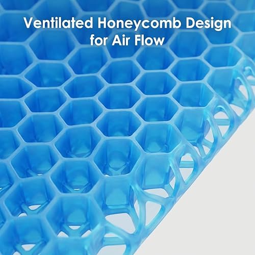 Miniatura 6 de QWORK Cojín de asiento de gel, cojín de gel ortopédico, fresco, transpirable y antideslizante para automóvil, oficina, silla de ruedas (negro,