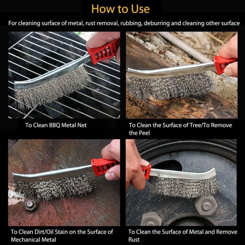 EPITECH MART (2pcs) Stainless Steel Wire Hand Brush DIY Metal Cleaner Scourer Rust Paint Removing Tool(Knife Brush) 2