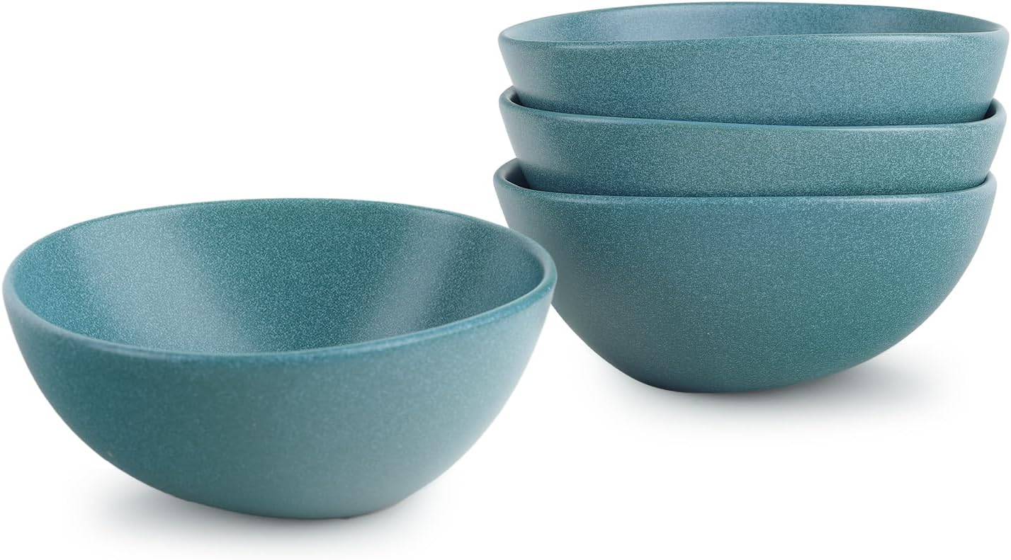 fanquare Durable Stoneware Cereal Dessert Bowls for Kitchen, 17 Ounce Small Ceramic Salad Bowls Set of 4, Scratch Resistant Microwave Dishwasher Safe Bowls