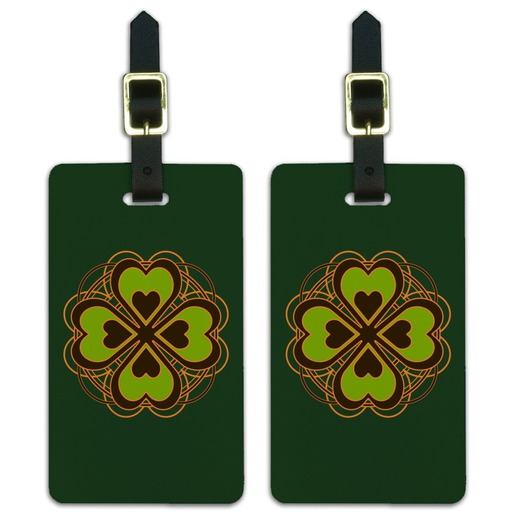 Four Leaf Clover Lucky Luggage ID Tags Suitcase Carry-On Cards - Set of 2