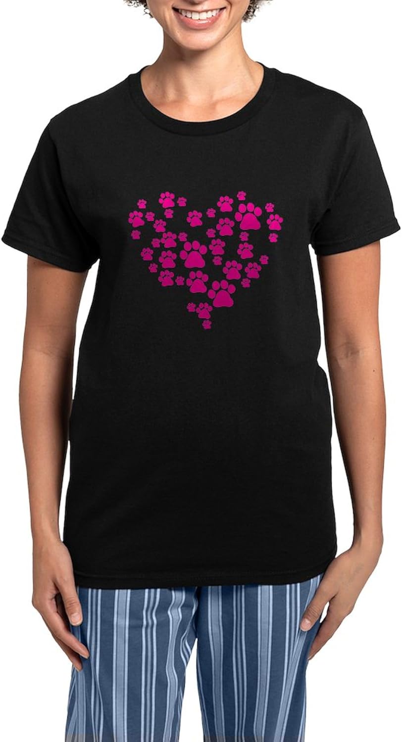 CafePress Heart Of Paw Prints Women's Dark Pajamas Womens Novelty PJ Sleepwear