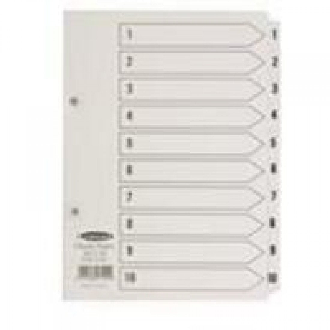 Concord Classic Index Mylar-reinforced Punched 2 Holes 1-10 A5 White Ref 07101/CS71