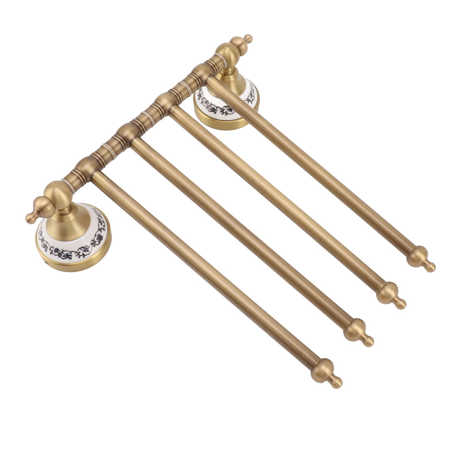 Eujgoov Toallero Giratorio, Diseño Antiguo de Material de Latón, Colgador Compacto Montado en la Pared para el Baño y la Cocina del Hogar (Cuatro Varillas)