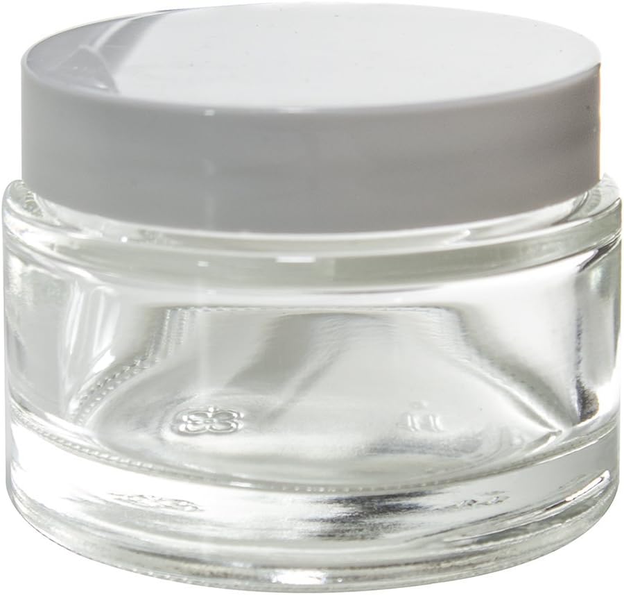 (12 pack) 2 oz Clear Glass Thick Wall Jars with White Foam Lined Smooth Lids