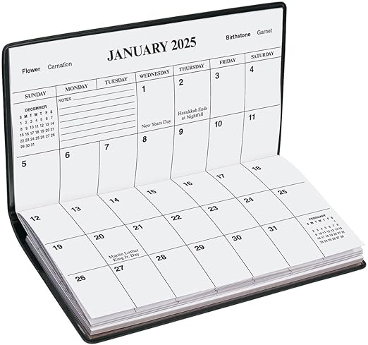 2 Year Planner Calendar Refill - Pocket Sized Calendar Insert - Ideal for Purses, Briefcases, or Backpacks – 6 ¾ inches x 3 5/8 inches