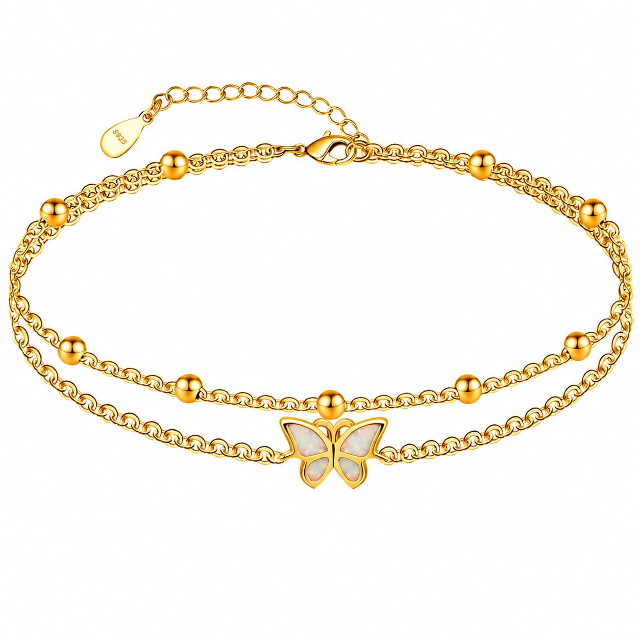 CHIC &amp; ARTSY 925 Sterling Silver Ankle Bracelets for Women, Adjustable Layered Foot Chains with Nature &amp; Symbol Charms, Lightweight Comfort Fit Boho Beach Everyday Jewelry