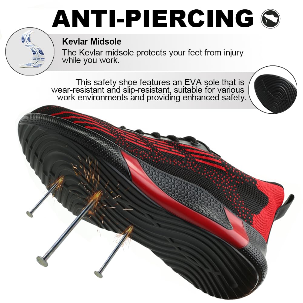 Scarpe Antinfortunistiche Uomo Donna Scarpe da Lavoro Leggere con Punta in Acciaio Antiscivolo Scarpe Sicurezza Sportive 36-46EU