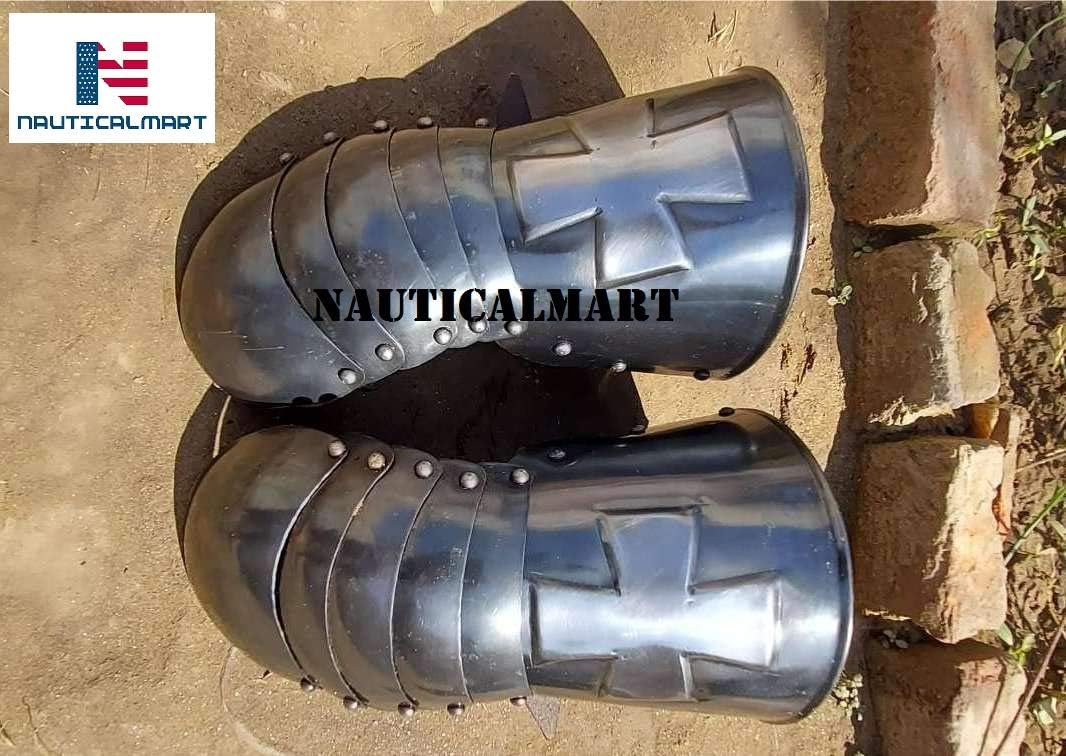 Nautical-Mart Medieval Crusader Knight Gauntlets Armor Gauntlets Warrior Metal Gauntlet (Black)