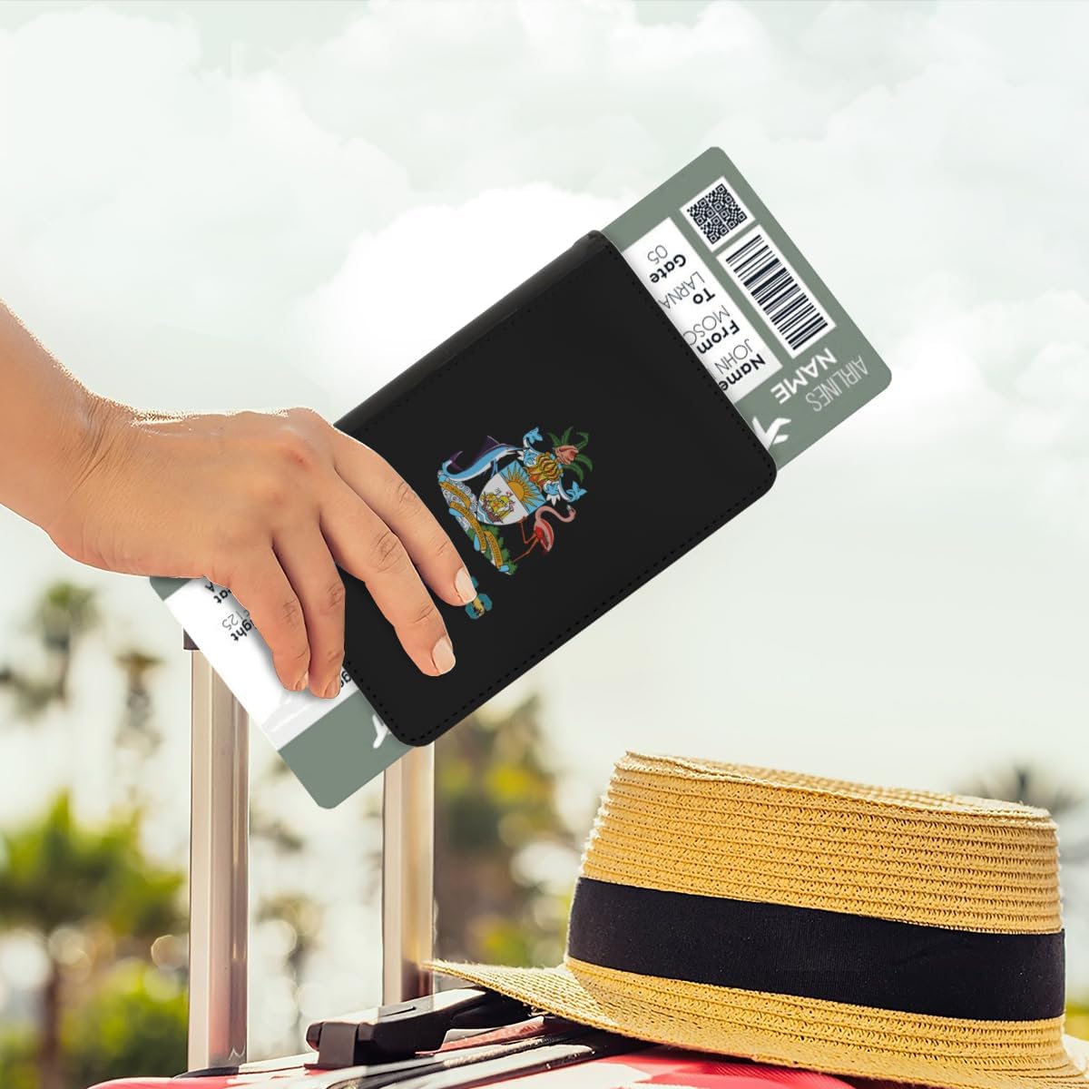 Coat of Arms of Bahamas Bahamian Passport Holder Cover Wallet Case Novelty PU Leather with Card Slot Travel Accessories Protector for Women Men