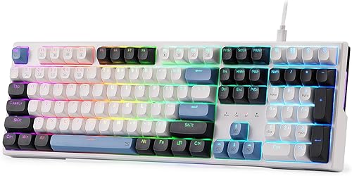 Miniatura 15 de Redragon K745 PRO Teclado de Juegos Inalámbrico con Sello RGB, Teclado Mecánico de 108 Teclas con 4 Teclas Extra, Enchufe LED Orientado al Sur Azul