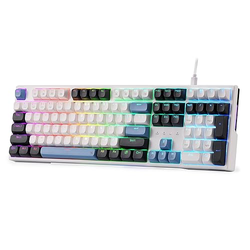 Redragon K668 Wired Gasket RGB Gaming Keyboard, 108 Keys Mechanical Keyboard w/Extra 4 Hotkeys, Upgraded Hot-swappable Socket, Sound Absorbing Foam, Mixed Color Keycaps, Custom Linear Switch - Glacier Azure - Wired