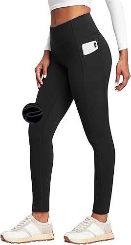 Heathyoga Leggings con forro polar con bolsillos para mujer, leggings térmicos con bolsillos para mujer, leggings cálidos de invierno para mujer,