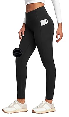 Heathyoga Fleece Lined Leggings with Pockets for Women Thermal Leggings Warm Leggings Women Winter High Waisted Yoga Pants