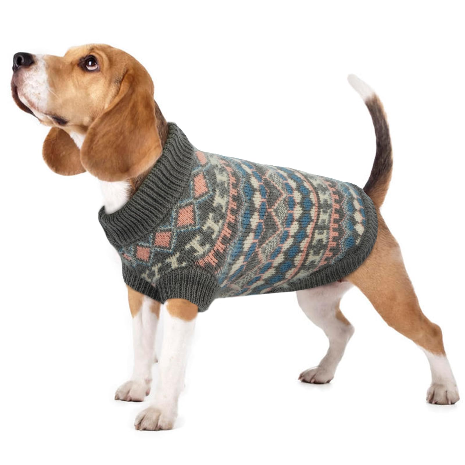 Hjumarayan Dog Jumper, Boho Dog Jumpers Small Medium Large, Knitted Christmas Sweater with Harness Hole