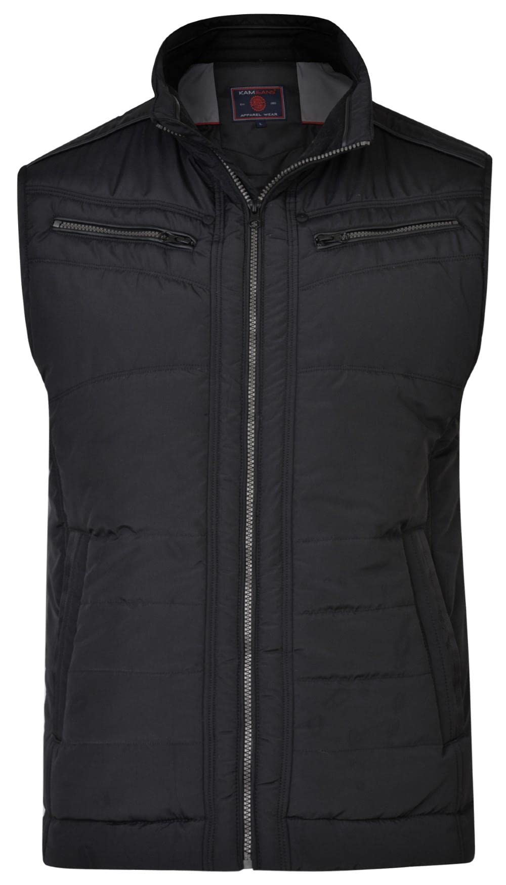 KAM Jeanswear Men's Quilted Biker Gilet - Black - 4XL