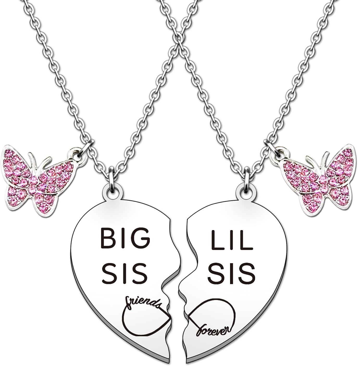 Big Sis Lil Sis Sister Necklace For 2 Girls Puzzle Heart Pendant Matching Necklace Set Jewellery Gifts For Sisters Birthday Christmas Presents