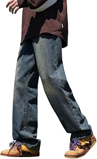 [YAYOKYA] ジーンズ メンズ ワイド デニムパンツ ウエストゴム 大きいサイズ ズボン ゆったり ルーズ サルエルパンツ リラックスパンツ ガウチョパンツ カジュアル シンプル オシャレ オールシーズン 春 夏 秋 冬