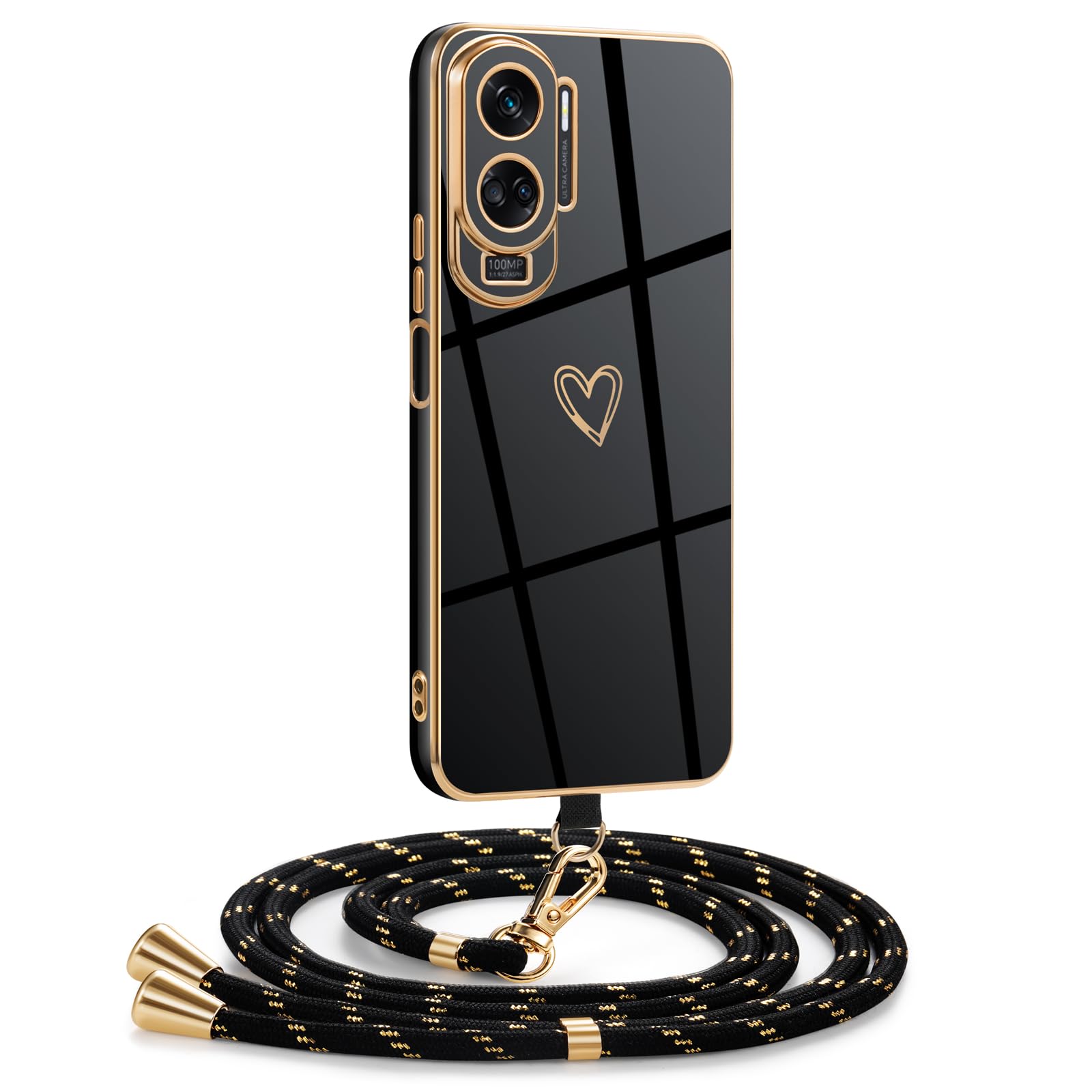 Coque Pour Samsung Galaxy S21 FE Avec Cordon Porte Carte Coque Zippé Portefeuille Femme Telephone Portable Réglable Collier Housse Étui Avec Anneau Pour Femmes - Bleu