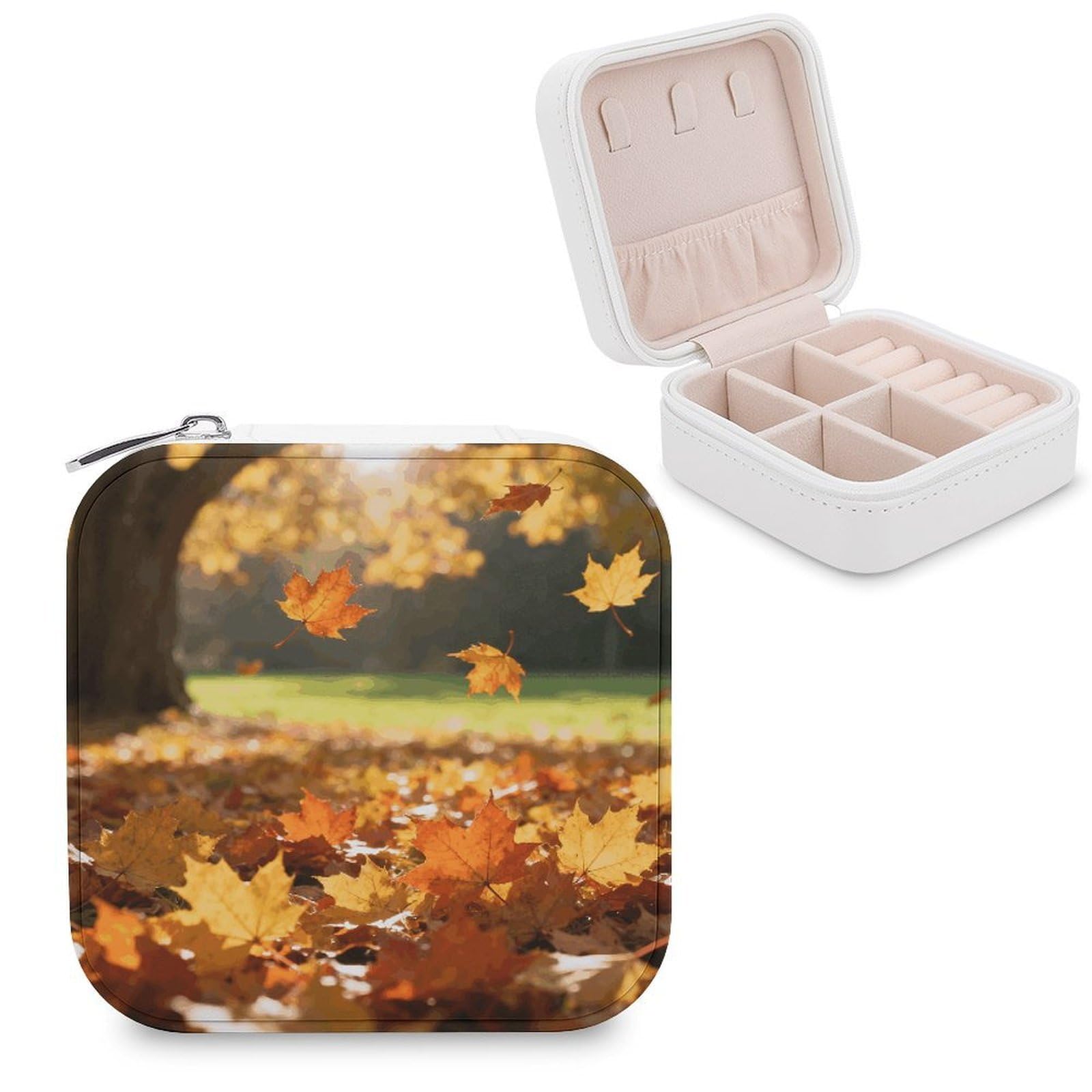 VstaDank Autumn Leaves Jewelry Box Beautiful Portable Ring Boxes Cute Large-Capacity Jewelry Case Jewelry Organizer for Mothers Gifts for Earrings Rings Hand Bracelet