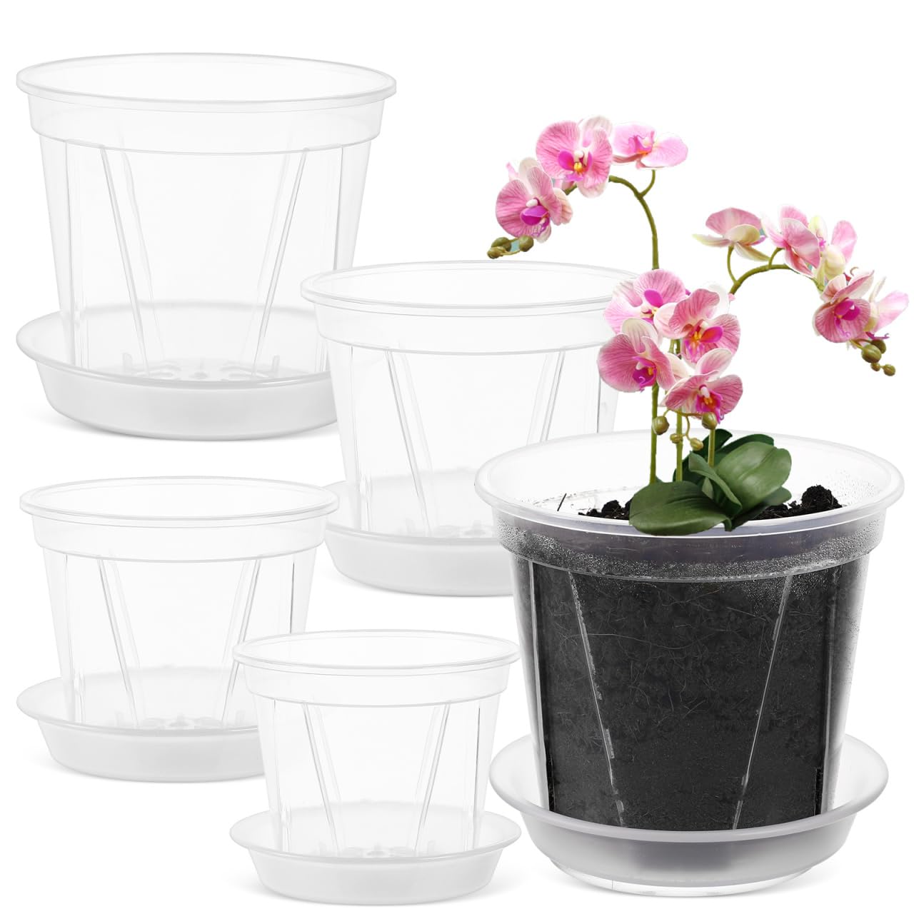 Pots d'orchidées transparents respirants anti-pourriture des racines