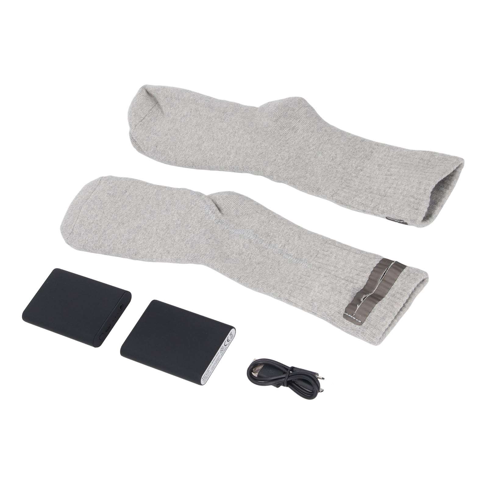 Luqeeg Calcetines Térmicos, Calcetines Térmicos Eléctricos Recargables, Bancos de Energía de Doble Carga Elásticos con Diseño Cálido, Ideales para Esquí, Patinaje, Deportes, Senderismo, Camping y