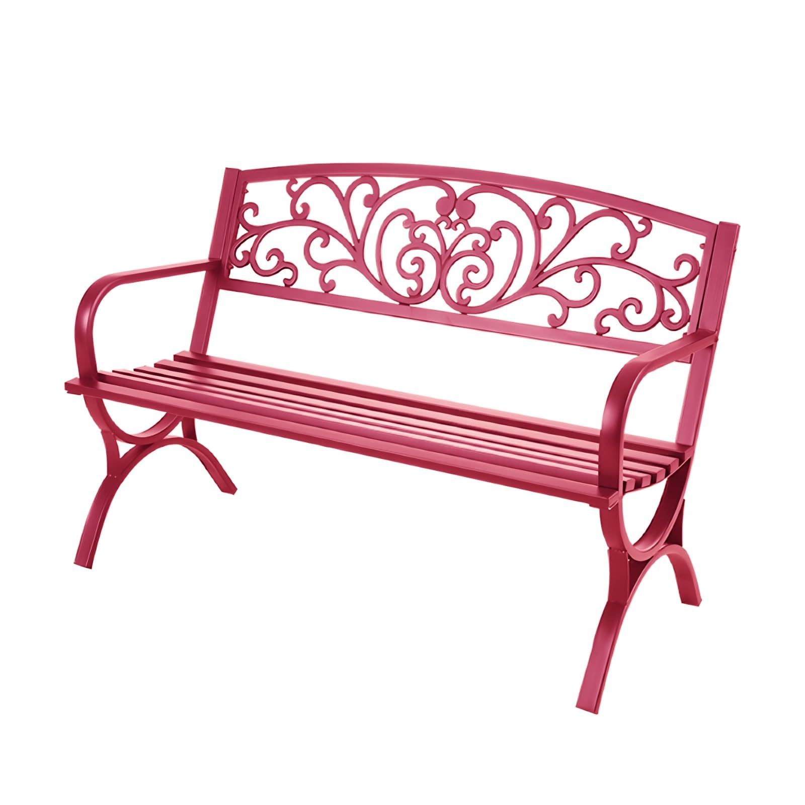Panca da Giardino, Carico Massimo 300 kg, Panchina da Esterno per Prato, Parco, Terrazza, Panchina da Giardino Resistenti alle Intemperie per 2-3 Adulti(Red)